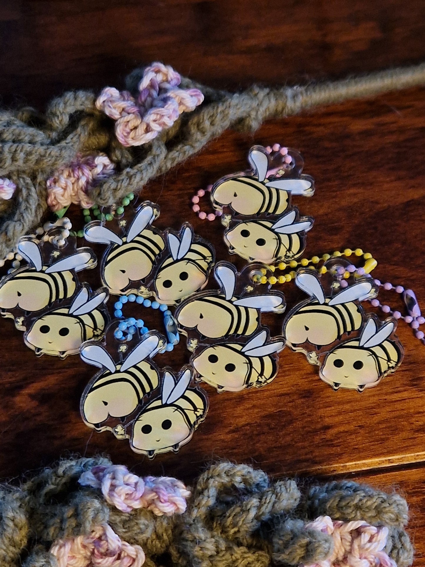 Bees With Bums Acrylic Keychain/Bag Charm