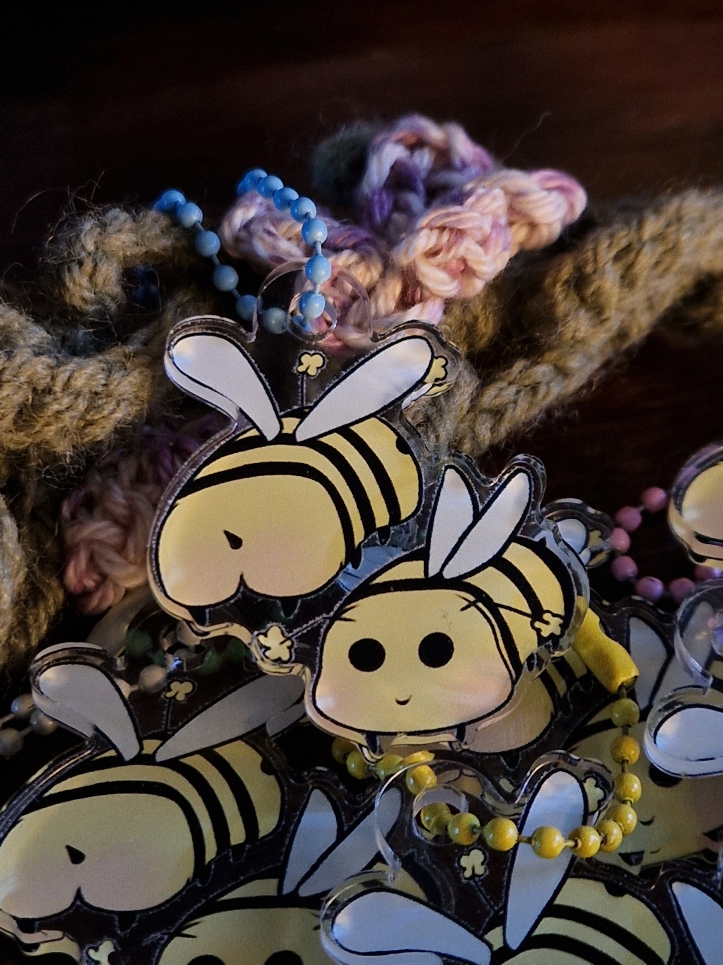 Bees With Bums Acrylic Keychain/Bag Charm