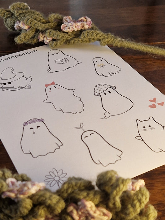 Cute Ghosts A5 Sticker Sheet