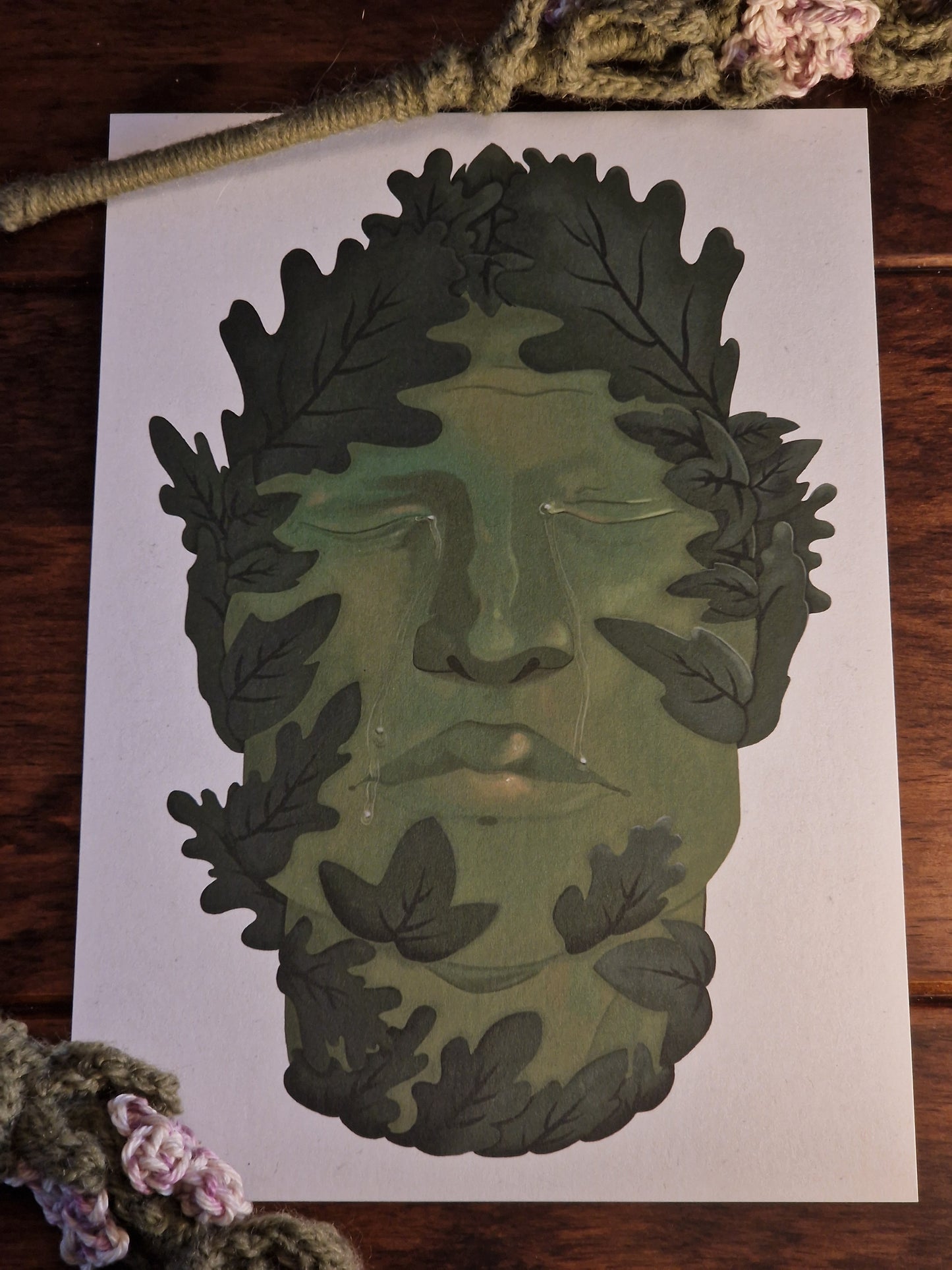 Crying Green Man A5 Print