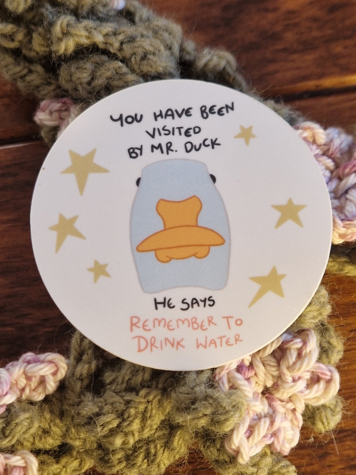 Mr Duck Says Remember To Drink Water Sticker